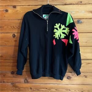 Snow Fun Vintage Neon Snowflake Sweater Medium